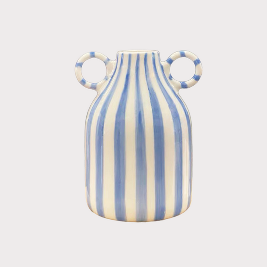 腿毛HOME商店 Blue and White Striped Vase
