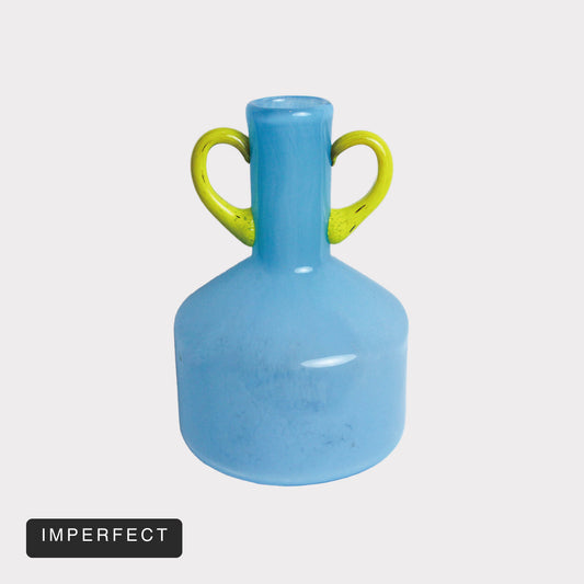 LoKation Blue and Yellow Double-Eared Glass Vase — Imperfect