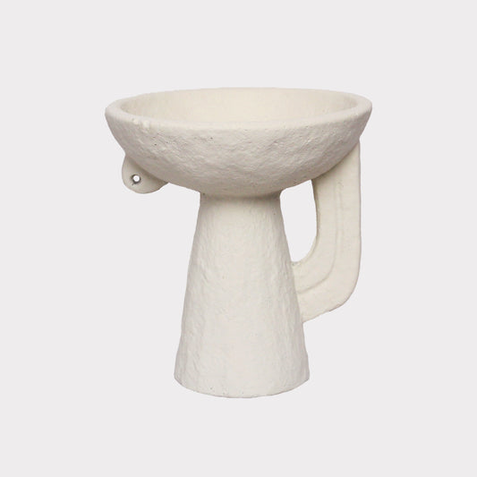 潮州市潮安区枫溪镇唯创家居 Handcrafted Cement Vessel with Handle | White