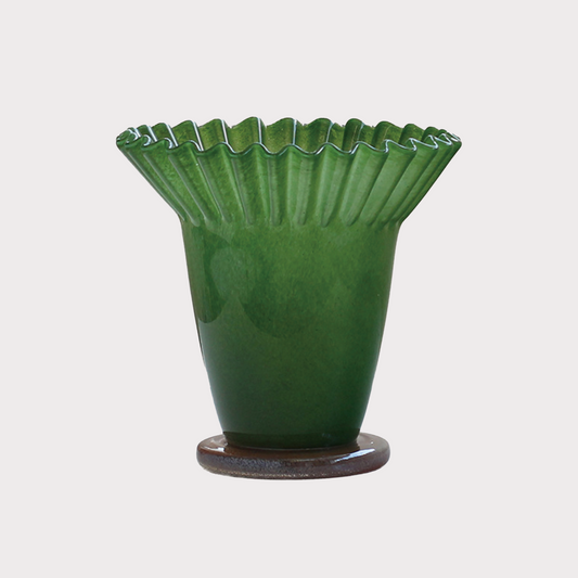 义乌市碧轩进出口 Lotus Bloom Glass Vase | Jade Green(Short)