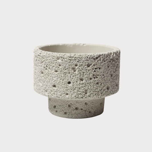 潮州市潮安区枫溪镇唯创家居 Moon Surface Cement Plant Pot | White (Short)