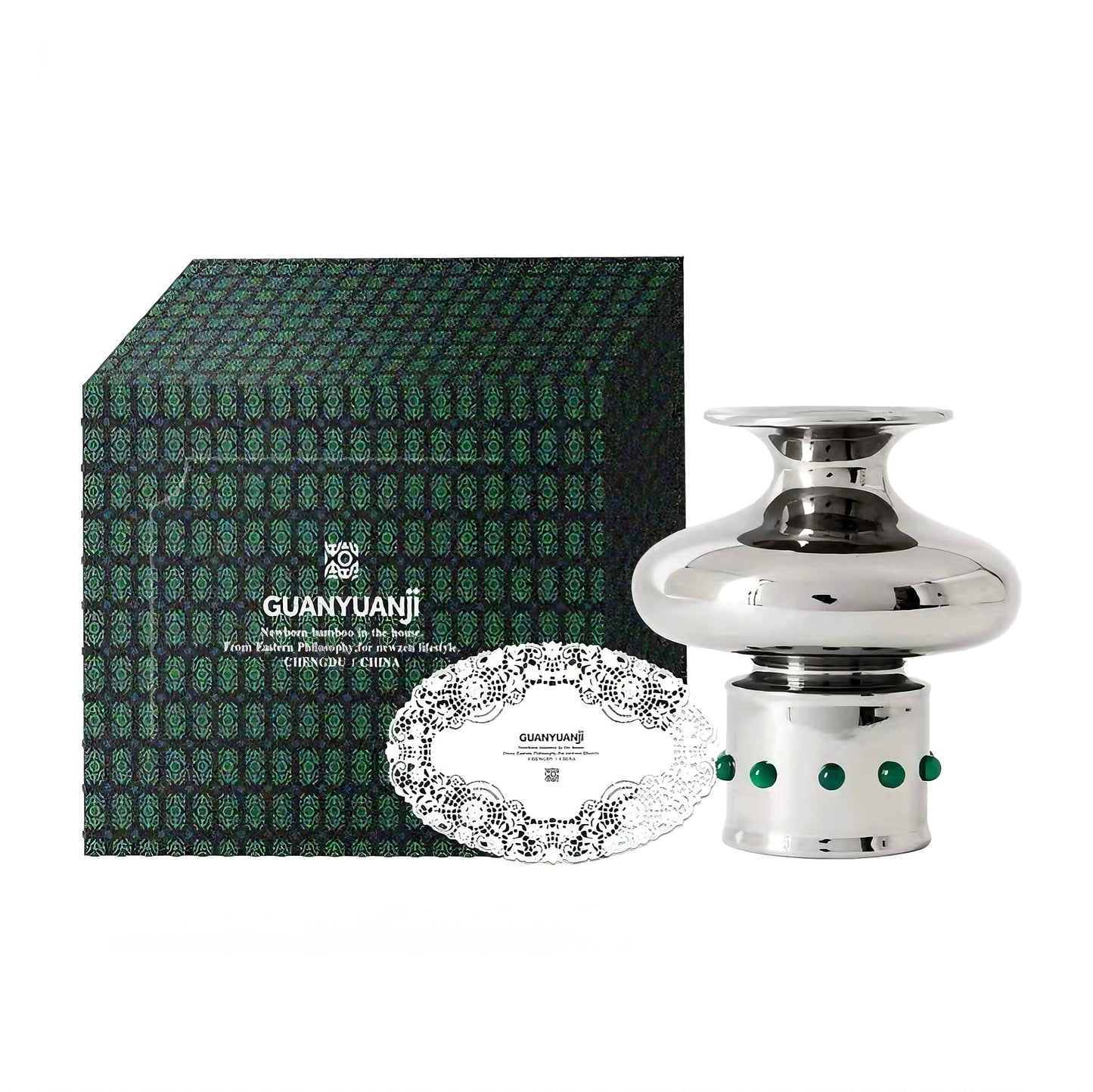 GUANYUANJI Newborn Bamboo Chinese Vase|Silver