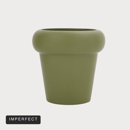 LoKation Solid Ceramic Plant Pot | Olive Green (Medium) — Imperfect