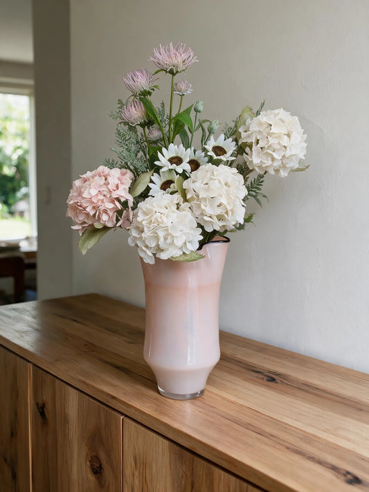 LoKation Blush Ripple Glass Vase | Tall