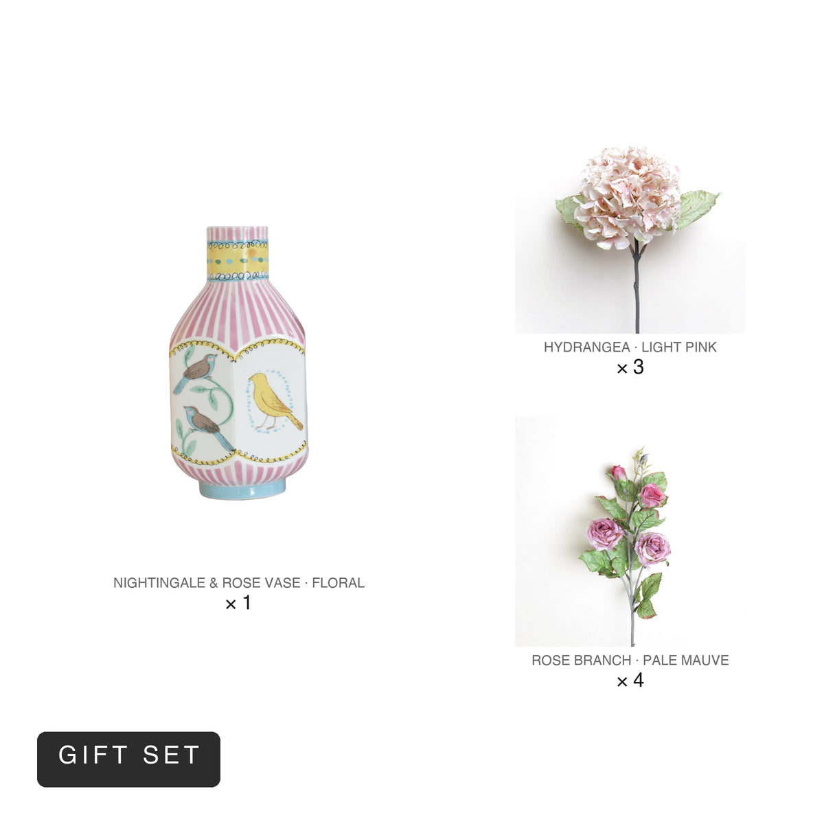 Bloom Set | Nightingale Floral Vase + 7 Stems