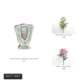 Bloom Set | Nightingale Scalloped Vase + 10 Stems