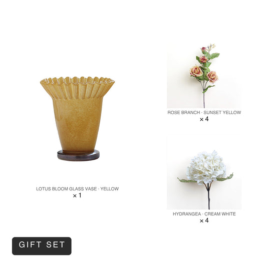 Bloom Set | Yellow Lotus Vase + 8 Stems