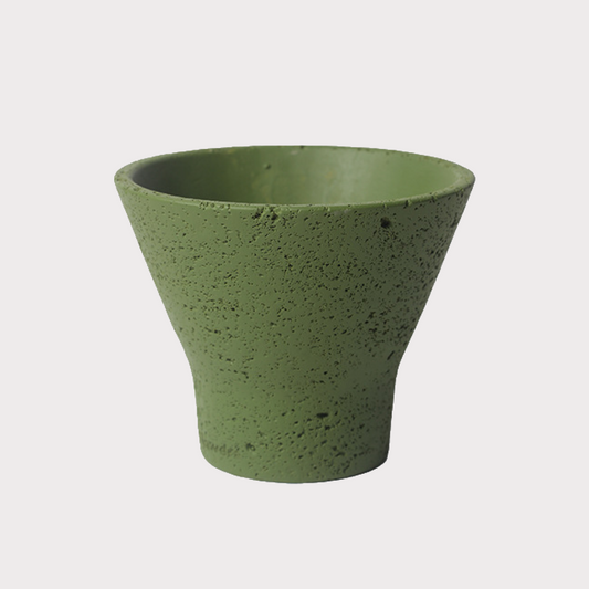 Bucket Hat Style Cement Plant Pot | Olive Green