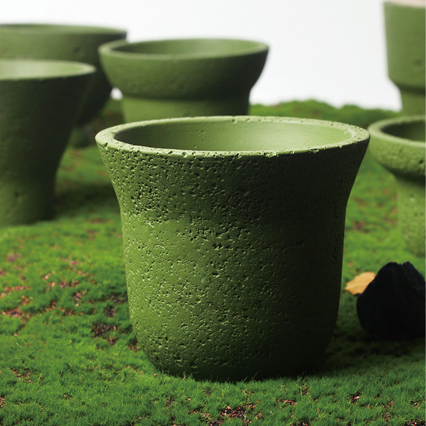 Cloche Hat Style Cement Plant Pot | Olive Green