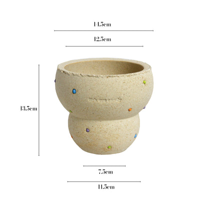 Fish Eye Candy Ceramic Planter | Beige