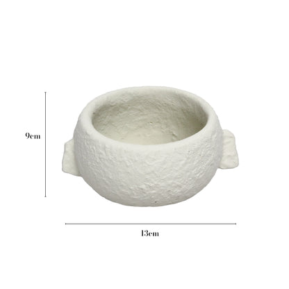 Handcrafted Cement Double-Eared Vessel | White