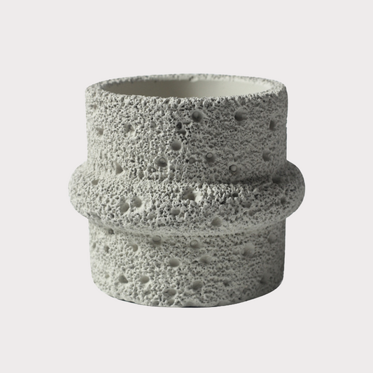 Moon Surface Cement Plant Pot | Grey (Medium)