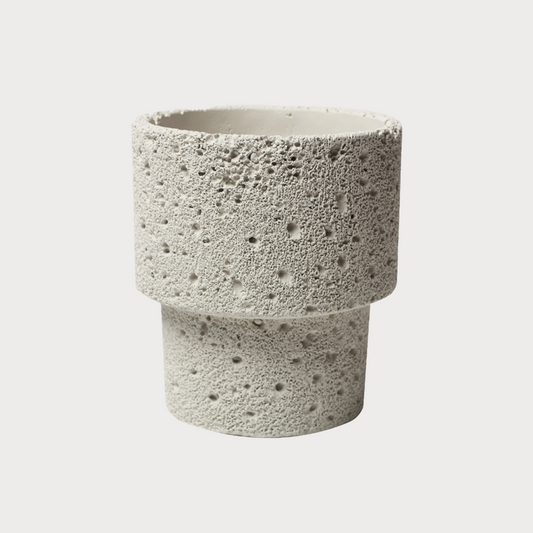 Moon Surface Cement Plant Pot | White (Tall)