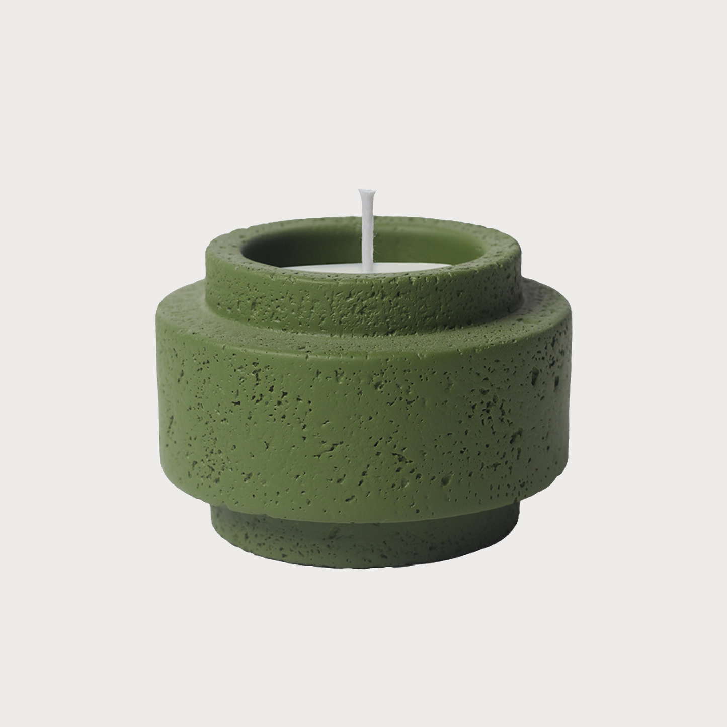 Ring Style Cement Candle Holder | Olive Green