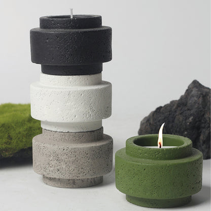 Ring Style Cement Candle Holder | Olive Green