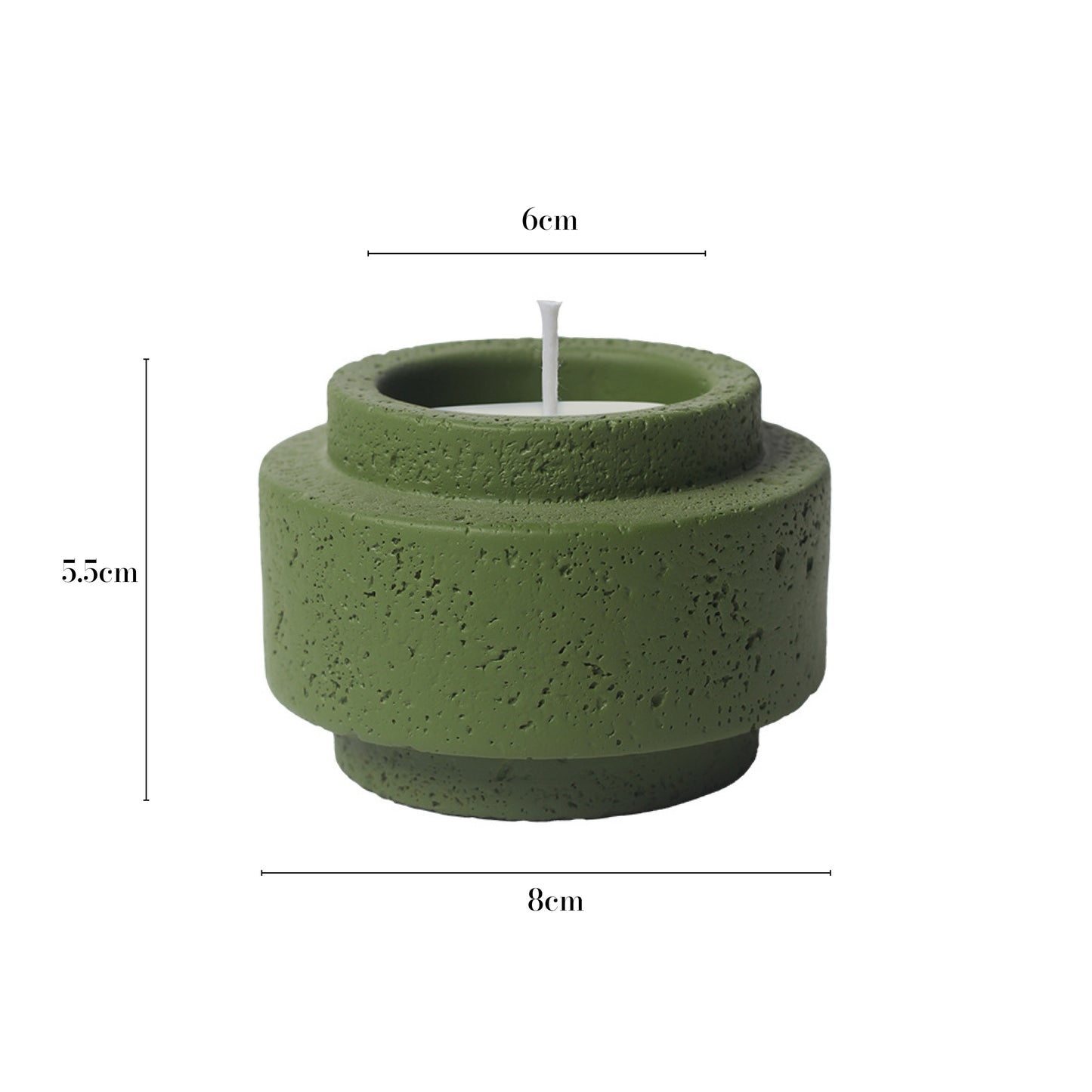 Ring Style Cement Candle Holder | Olive Green