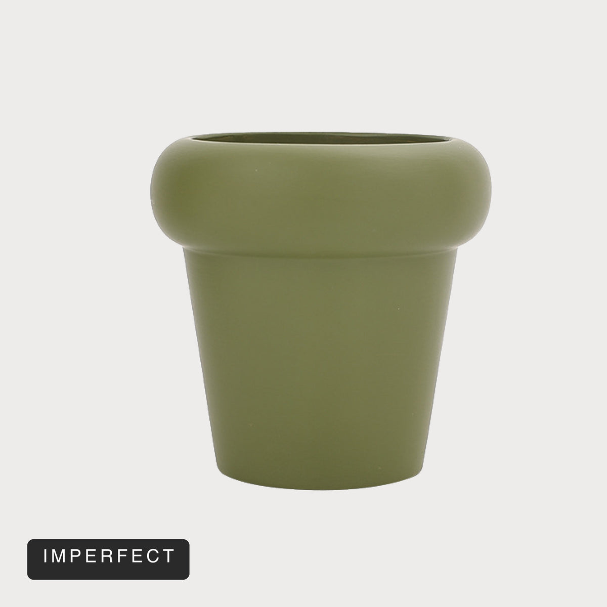 LoKation Solid Ceramic Plant Pot | Olive Green (Medium) — Imperfect
