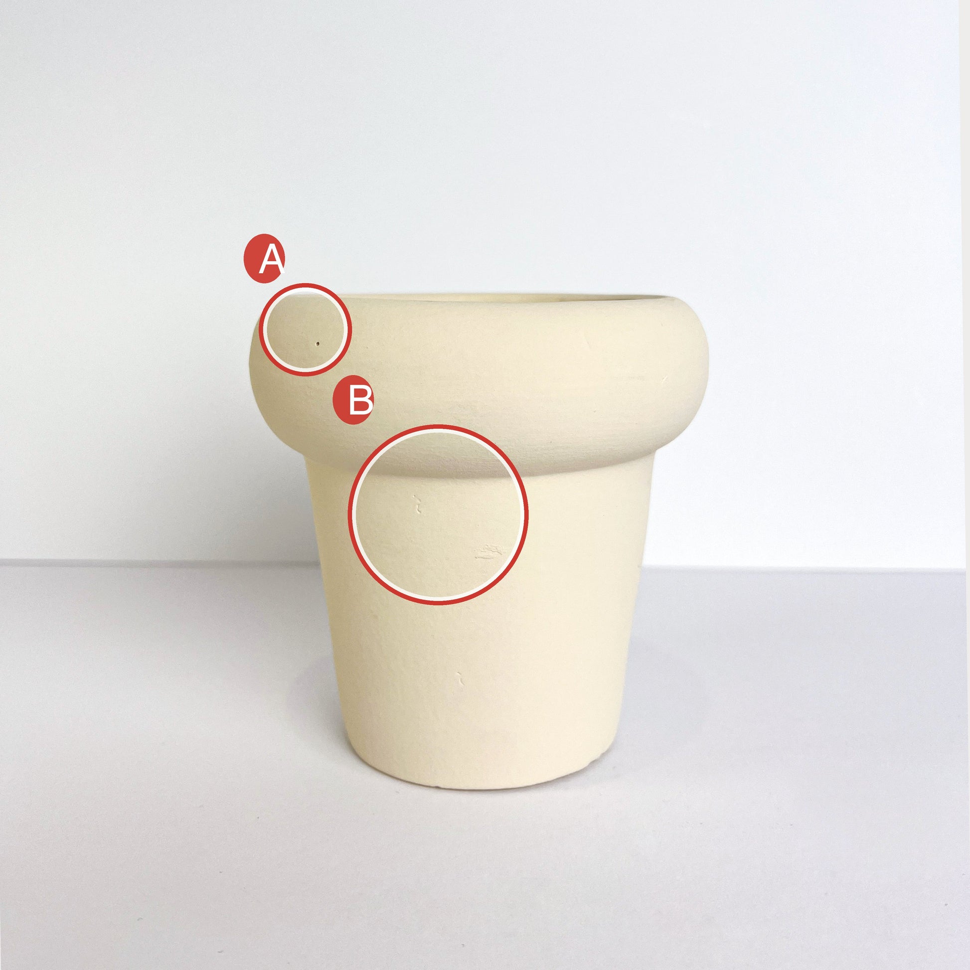 LoKation Solid Ceramic Plant Pot | White (Small) — Imperfect