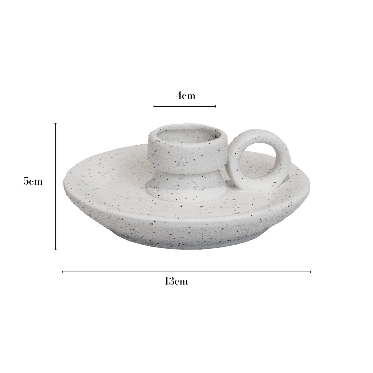 LoKation Ring Handle Candle Holder | Speckled White